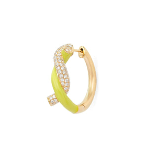 Fruit Hoops Knot Enamel Earrings (Neon Yellow)