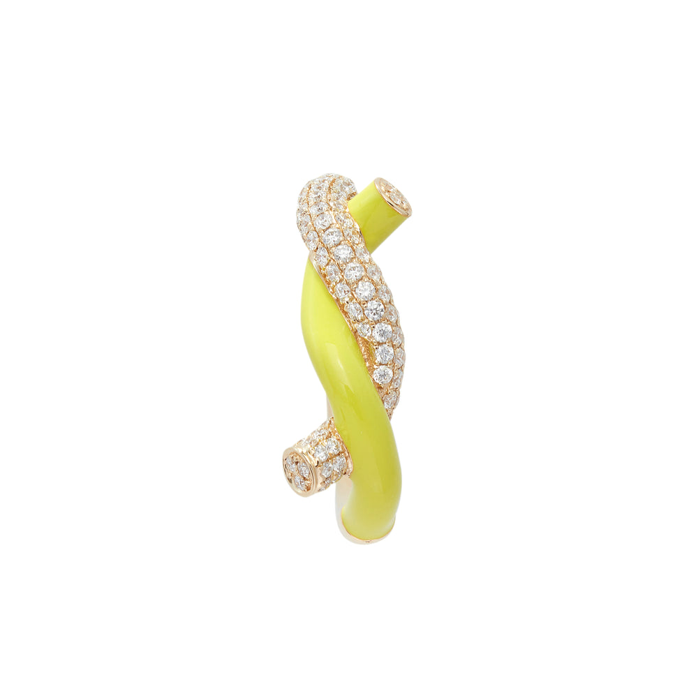 Fruit Hoops Knot Enamel Earrings (Neon Yellow)